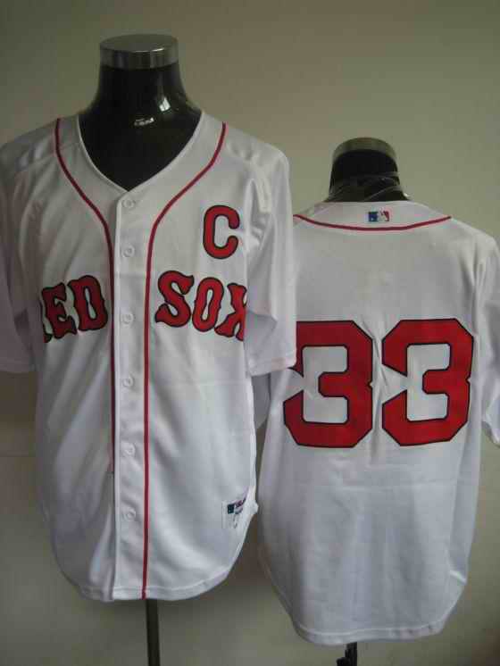 Red Sox 33 Varitek White C Patch Jerseys