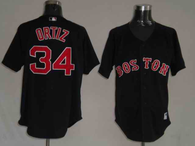 Red Sox 34 David Ortiz Black Jerseys