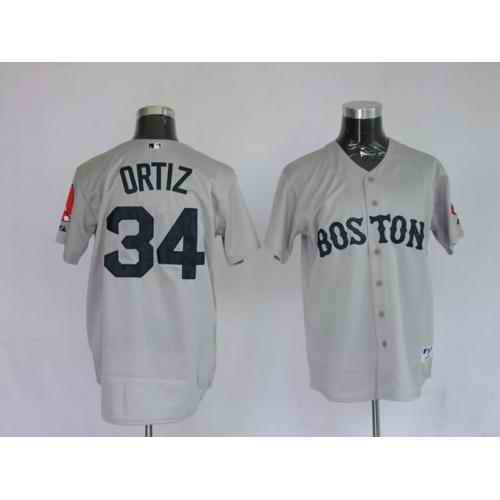 Red Sox 34 David Ortiz Grey Jerseys