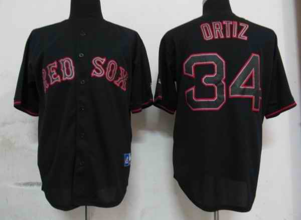 Red Sox 34 Ortiz Black Fashion jerseys