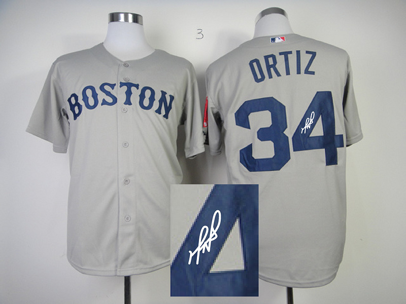 Red Sox 34 Ortiz Grey Signature Edition Jerseys