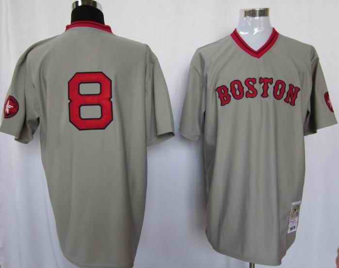 Red Sox 8 Carl Yastrzemski 1975 Grey Jerseys