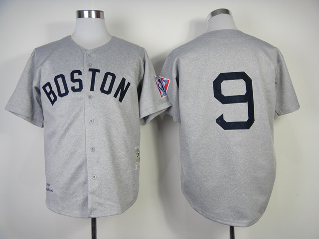 Red Sox 9 Ted Williams Grey Jerseys