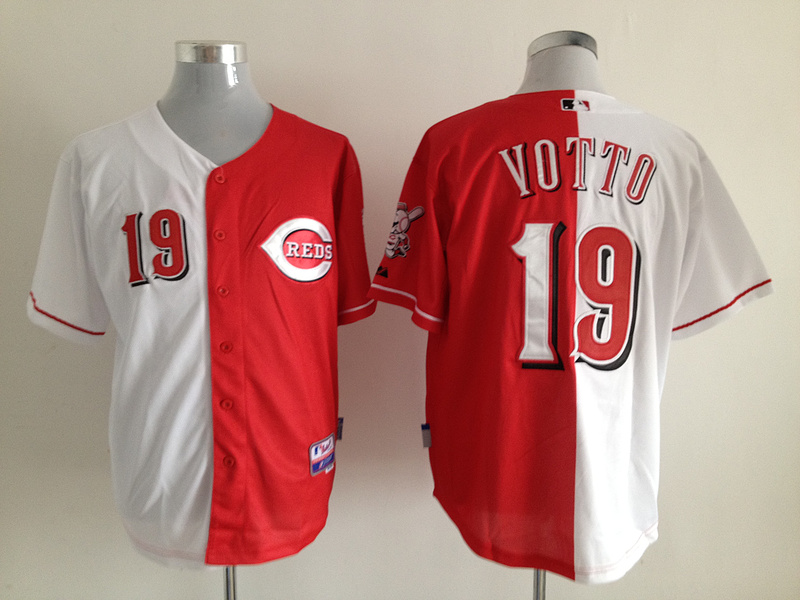 Reds 19 Votto White&Red Split Jerseys