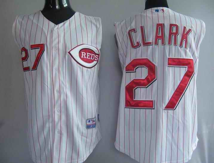 Reds 27 Clark White Sleevesless Jerseys Reds 27 Clark White Sleevesless Jerseys