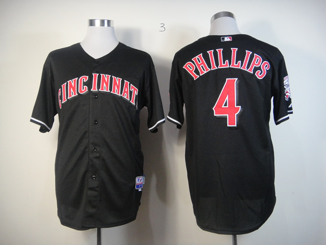Reds 4 Phillips Black Fashion Jerseys