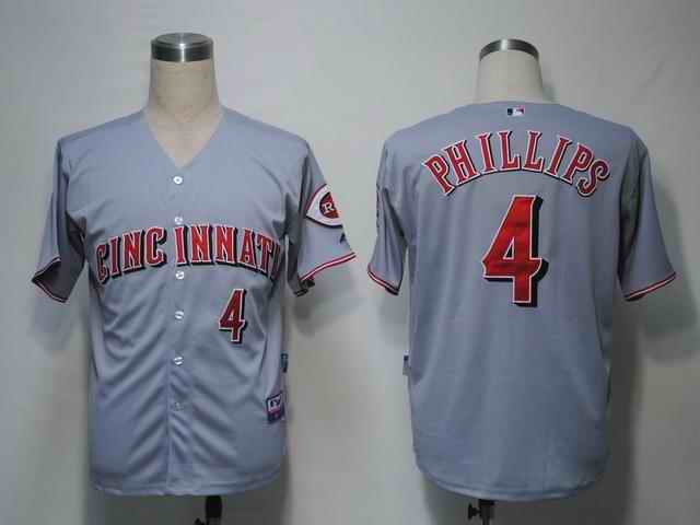 Reds 4 Phillips Grey Cool Base Jerseys