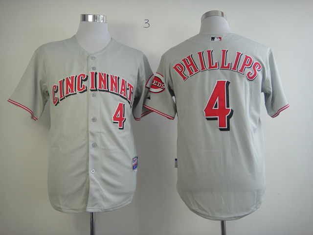 Reds 4 Phillips Grey Cool Base Jerseys