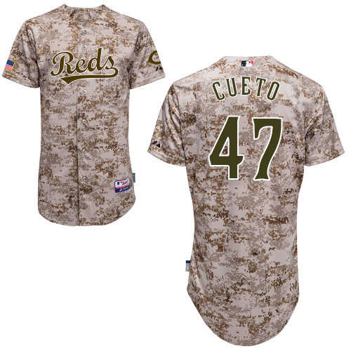 Reds 47 Cueto Camouflage Cool Base Jerseys