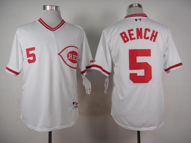 Reds 5 Bench White Throwback Jersey