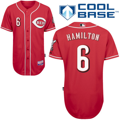 Reds 6 Hamilton Red Cool Base Jerseys