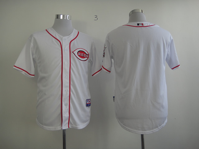 Reds Blank White Cool Base Jerseys - Click Image to Close