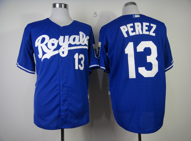 Royals 13 Perez Blue Cool Base Jerseys - Click Image to Close