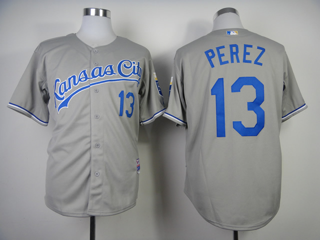 Royals 13 Perez Grey Cool Base Jersey
