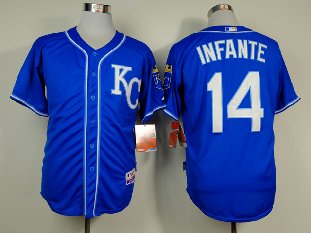 Royals 14 Infante Blue Alternate 2 Cool Base Jerseys