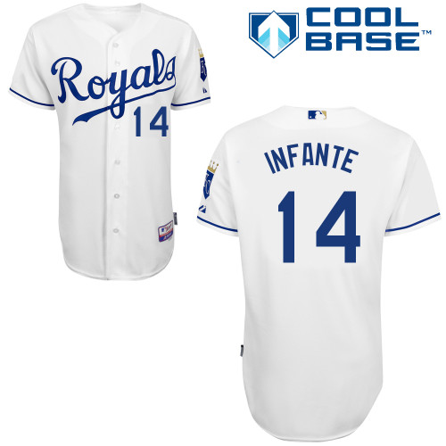 Royals 14 Infante White Cool Base Jerseys