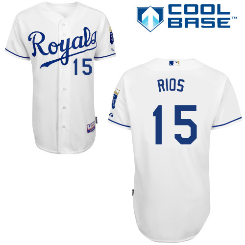 Royals 15 Rios White Cool Base Jerseys