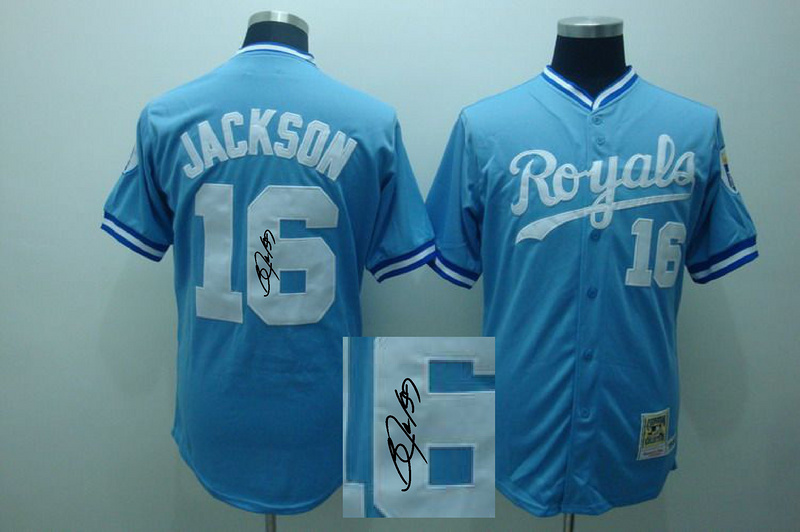 Royals 16 Jackson Blue M&N Signature Edition Jerseys