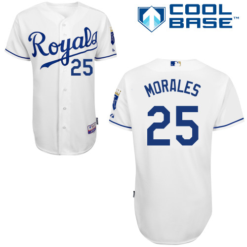 Royals 25 Morales White Cool Base Jerseys