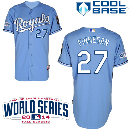 Royals 27 Finnegan Light Blue 2014 World Series Cool Base Jerseys