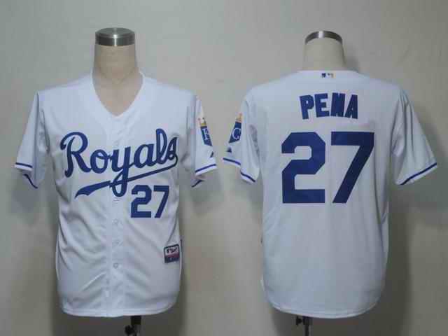 Royals 27 Pena white blue number Jerseys