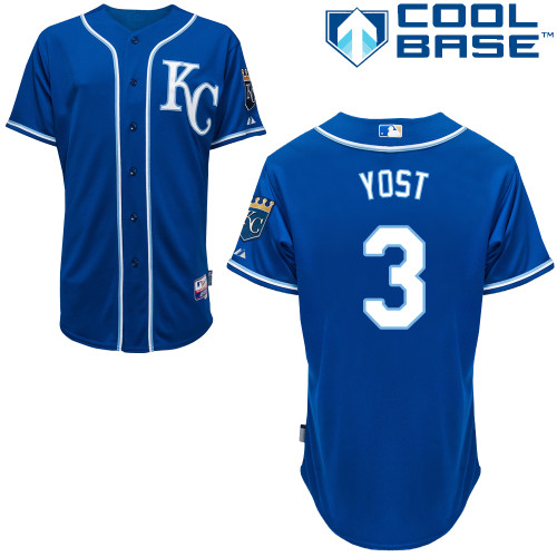 Royals 3 Yost Blue Alternate 2 Cool Base Jerseys