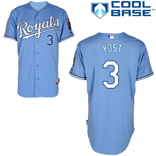Royals 3 Yost Light Blue Cool Base Jerseys Royals 3 Yost Light Blue Cool Base Jerseys