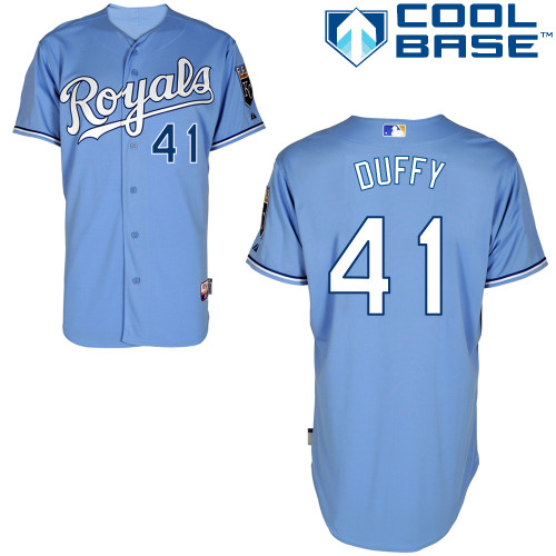 Royals 41 Duffy Light Blue Cool Base Jerseys