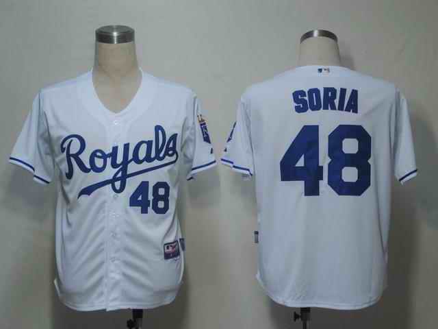 Royals 48 Soria white blue number Jerseys
