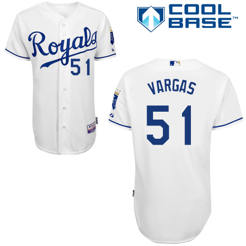 Royals 51 Vargas White Cool Base Jerseys - Click Image to Close