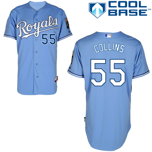 Royals 55 Collins Light Blue Cool Base Jerseys - Click Image to Close