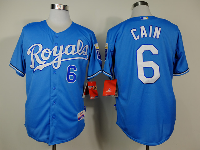Royals 6 Cain Blue Cool Base Jerseys