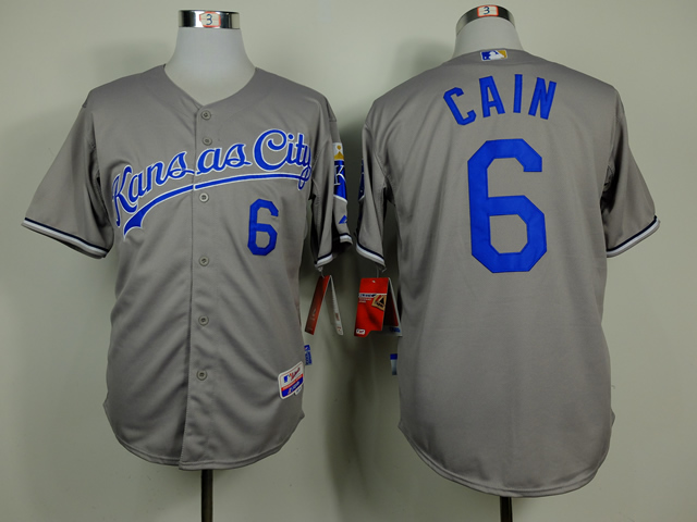 Royals 6 Cain Grey Cool Base Jerseys