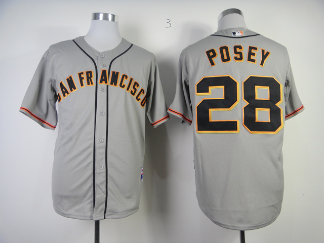 San Francisco Giants 28 Posey Grey Cool Base Jerseys