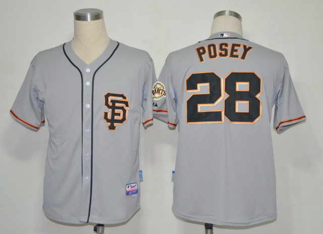San Francisco Giants 28 Posey Grey Jerseys