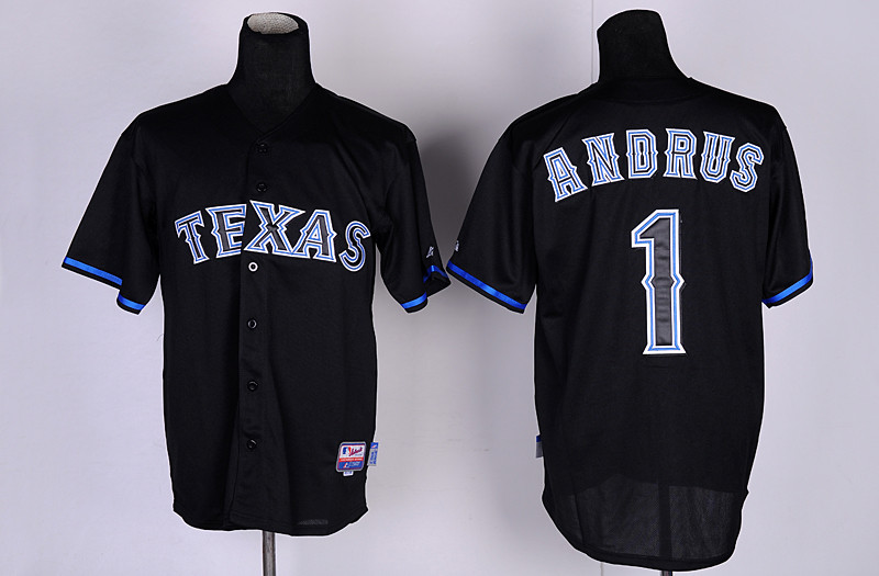 Texas 1 Andrus Black Jerseys