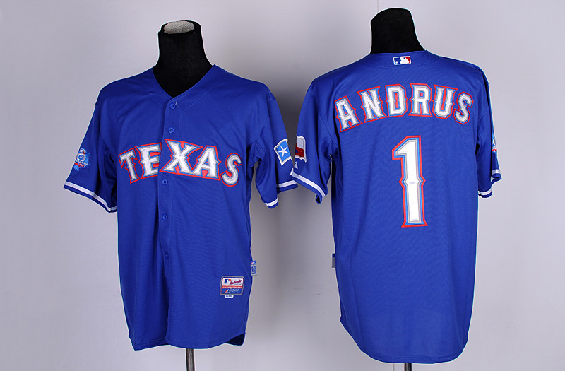 Texas 1 Andrus Blue Jerseys