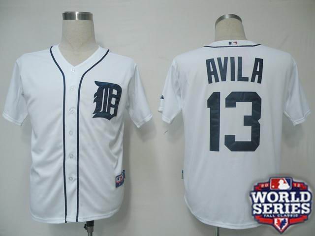 Tigers 13 Avila White 2012 World Series Jerseys