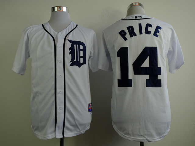 Tigers 14 Price White Cool Base Jerseys
