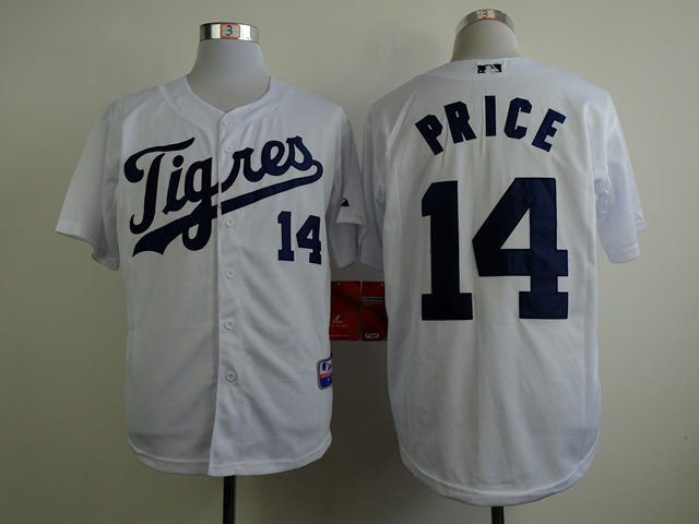 Tigers 14 Price White Cool Base New Jerseys