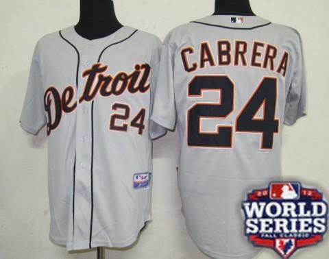 Tigers 24 Cabrera Grey 2012 World Series Jerseys