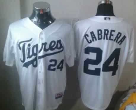Tigers 24 Cabrera White Cool Base Jerseys