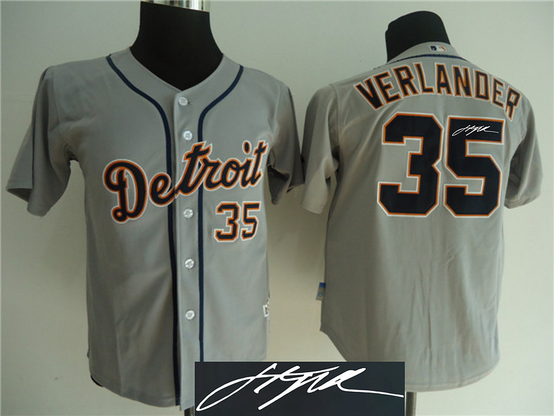 Tigers 35 Verlander Grey Signature Edition Jerseys