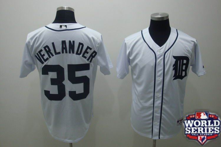 Tigers 35 Verlander White 2012 World Series Jerseys - Click Image to Close