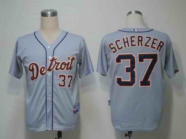 Tigers 37 Scherzer Grey Jerseys Tigers 37 Scherzer Grey Jerseys