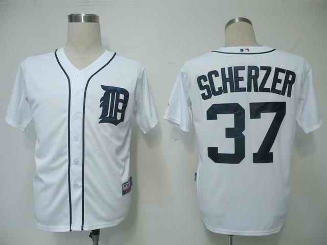 Tigers 37 Scherzer White Jerseys Tigers 37 Scherzer White Jerseys