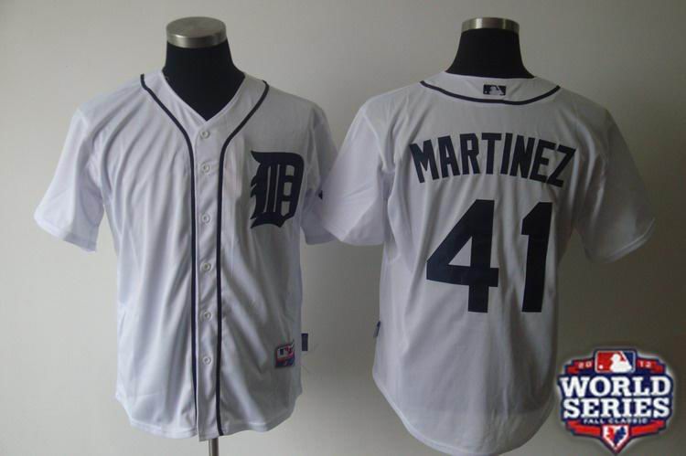 Tigers 41 Martinez White 2012 World Series Jerseys