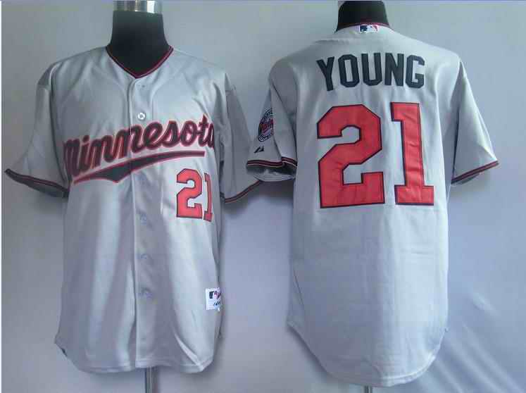 Twins 21 Young grey Jerseys - Click Image to Close
