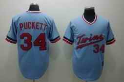 Twins 34 Kirby Puckett Blue Throwback jersey - Click Image to Close