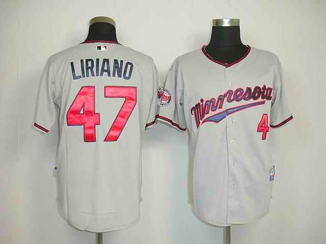 Twins 47 Francisco Liriano grey jerseys